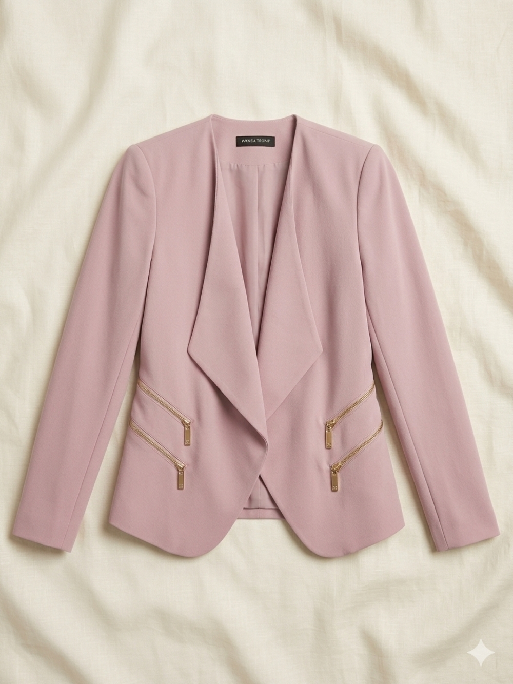 Ivanka Trump Blush Pink Draped Blazer with Gold Zip Accents